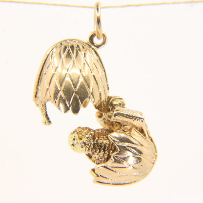 Vintage 9ct Hallmarked Opening Egg & Chick Charm Pendant Gold Gift