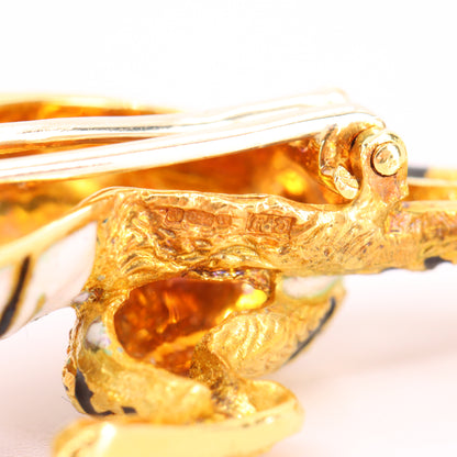 Vintage 18ct Hallmarked Gold Leopard Brooch Enamel Detail Animal Statement Pin