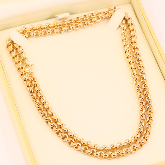 Vintage 9ct Hallmarked Yellow Gold 27 Inch 4mm Belcher Chain Necklace Boxed Gift