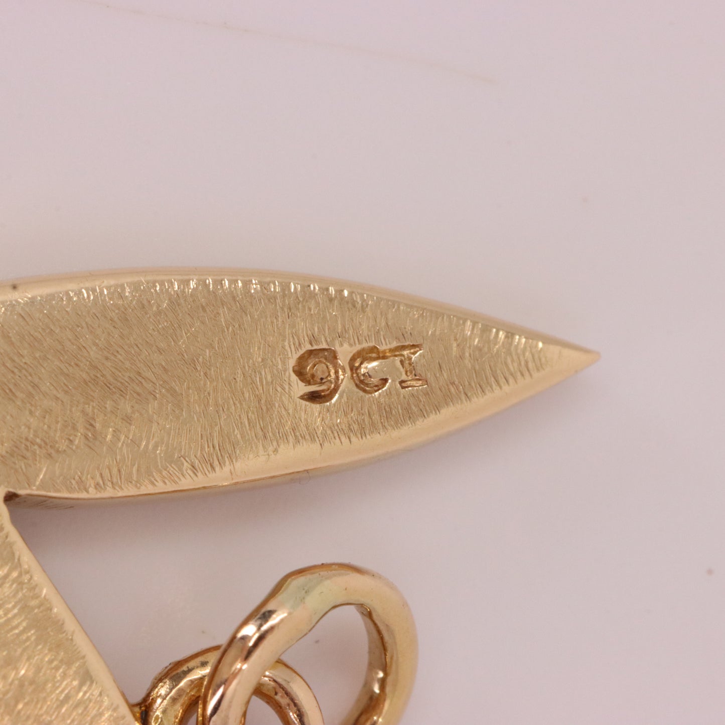 Vintage 9ct Yellow Gold Playboy Bunny Pendant Diamond Eye Bow Tie Charm Gift