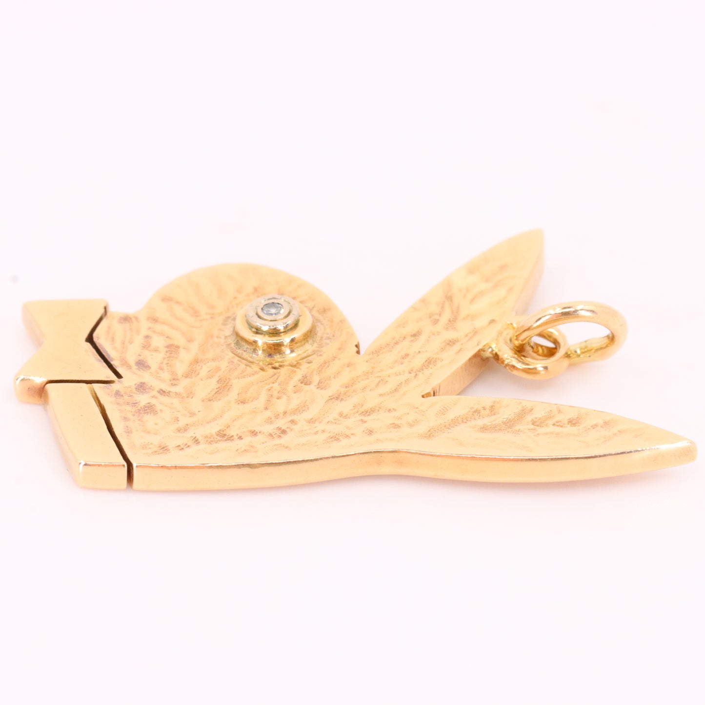 Vintage 9ct Yellow Gold Playboy Bunny Pendant Diamond Eye Bow Tie Charm Gift