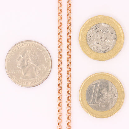 Antique 9ct Rose Gold Hallmarked 60 Inches 2mm Belcher Muff Chain Necklace Boxed