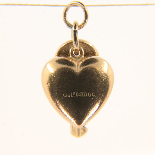 Vintage 9ct Hallmarked Georg Jensen Heart & Key Charm Pendant Solid Gold Gift