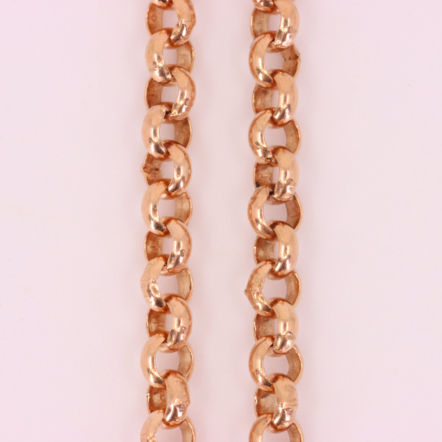 Antique 9ct Rose Gold Hallmarked 60 Inches 2mm Belcher Muff Chain Necklace Boxed