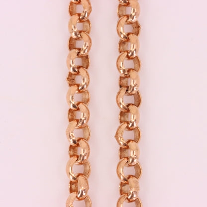 Antique 9ct Rose Gold Hallmarked 60 Inches 2mm Belcher Muff Chain Necklace Boxed