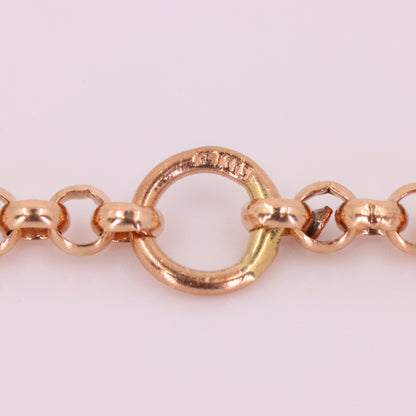 Antique 9ct Rose Gold Hallmarked 60 Inches 2mm Belcher Muff Chain Necklace Boxed