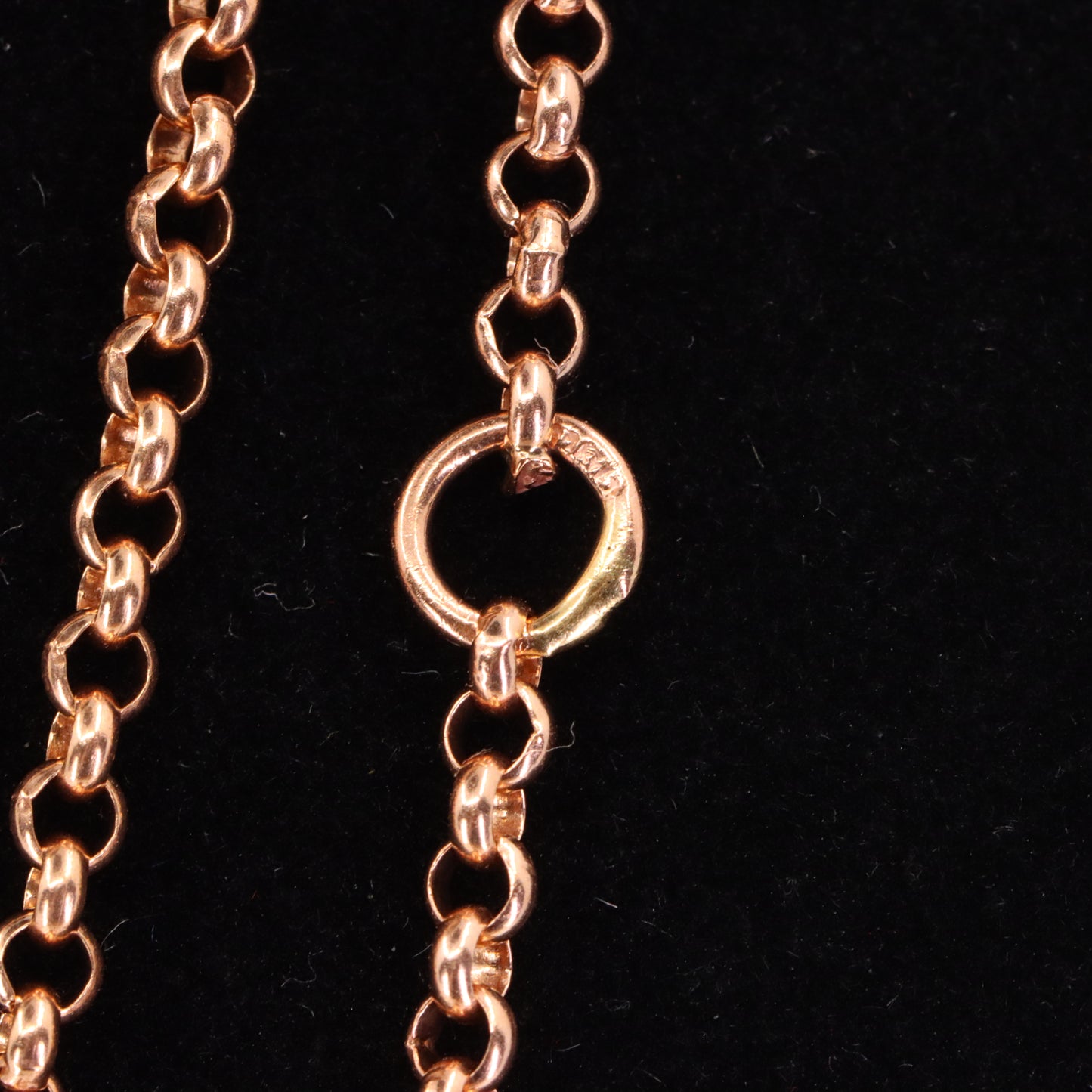 Antique 9ct Rose Gold Hallmarked 60 Inches 2mm Belcher Muff Chain Necklace Boxed