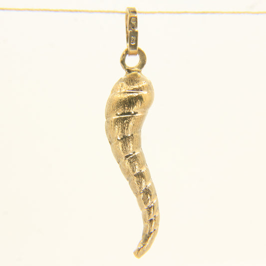 Vintage 9ct Hallmarked Cornucopia Pendant Charm Italian Lucky Gold Gift