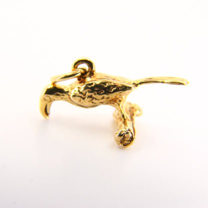 Vintage 9ct Toucan Bird on Branch Charm Solid Yellow Gold Animal Pendant Gift