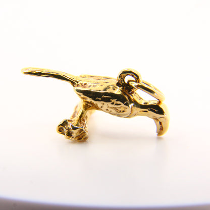 Vintage 9ct Toucan Bird on Branch Charm Solid Yellow Gold Animal Pendant Gift