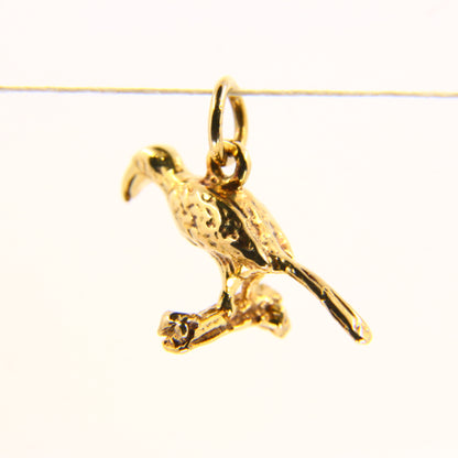 Vintage 9ct Toucan Bird on Branch Charm Solid Yellow Gold Animal Pendant Gift