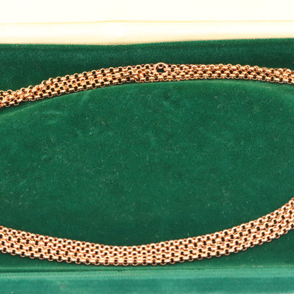 Antique 9ct Rose Gold Hallmarked 60 Inches 2mm Belcher Muff Chain Necklace Boxed