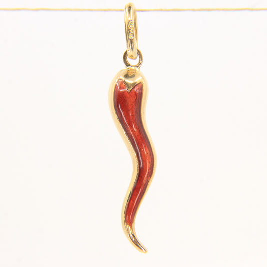 Vintage 18K Yellow Gold Horn of Plenty Cornucopia Enamel Pendant Charm Gift