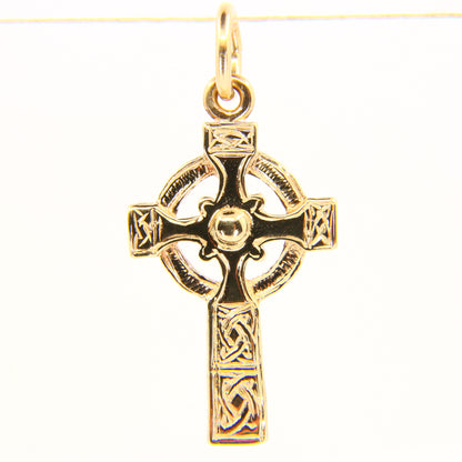 Vintage 9ct Gold Celtic Iona Cross Pendant Hallmarked Yellow Gold Charm Gift