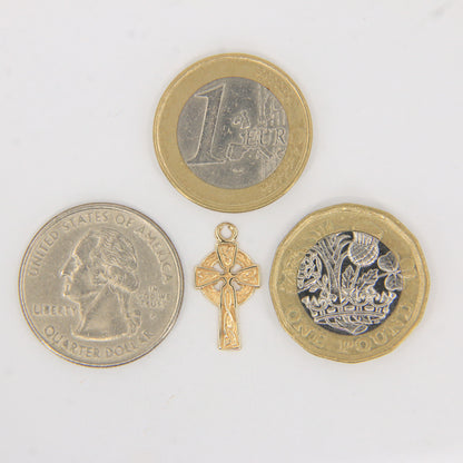 Vintage 9ct Yellow Gold 4 Irish Celtic Cross Charm Pendant Jewellery Making