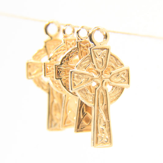 Vintage 9ct Yellow Gold 4 Irish Celtic Cross Charm Pendant Jewellery Making