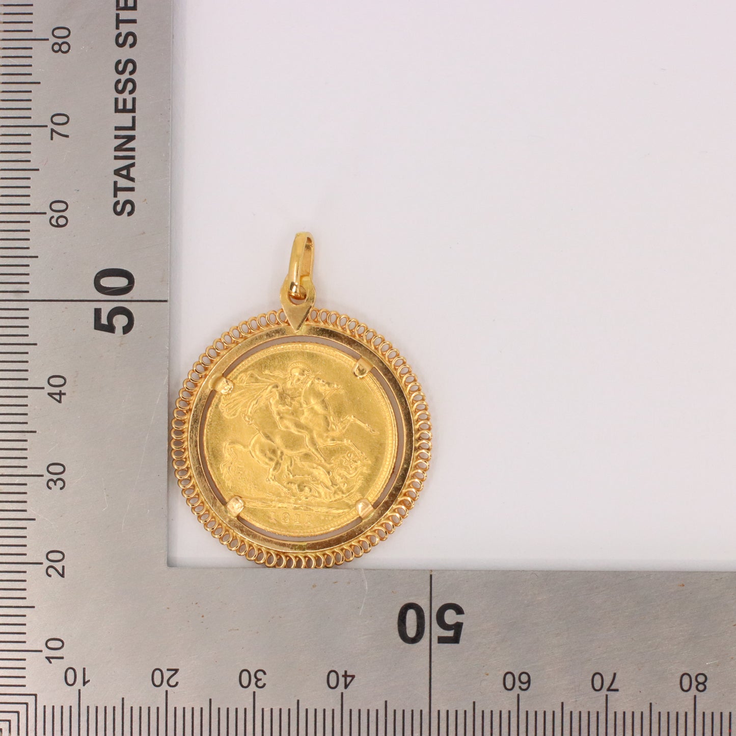 Antique 1911 Full Sovereign Coin Pendant 21ct Gold Mount George V Investment Gift