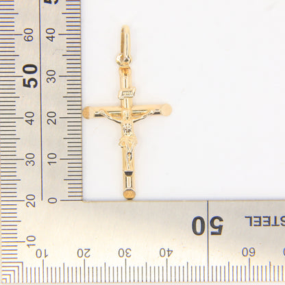 Vintage 9ct Yellow Gold Crucifix Cross Pendant Italian Religious Charm Gift