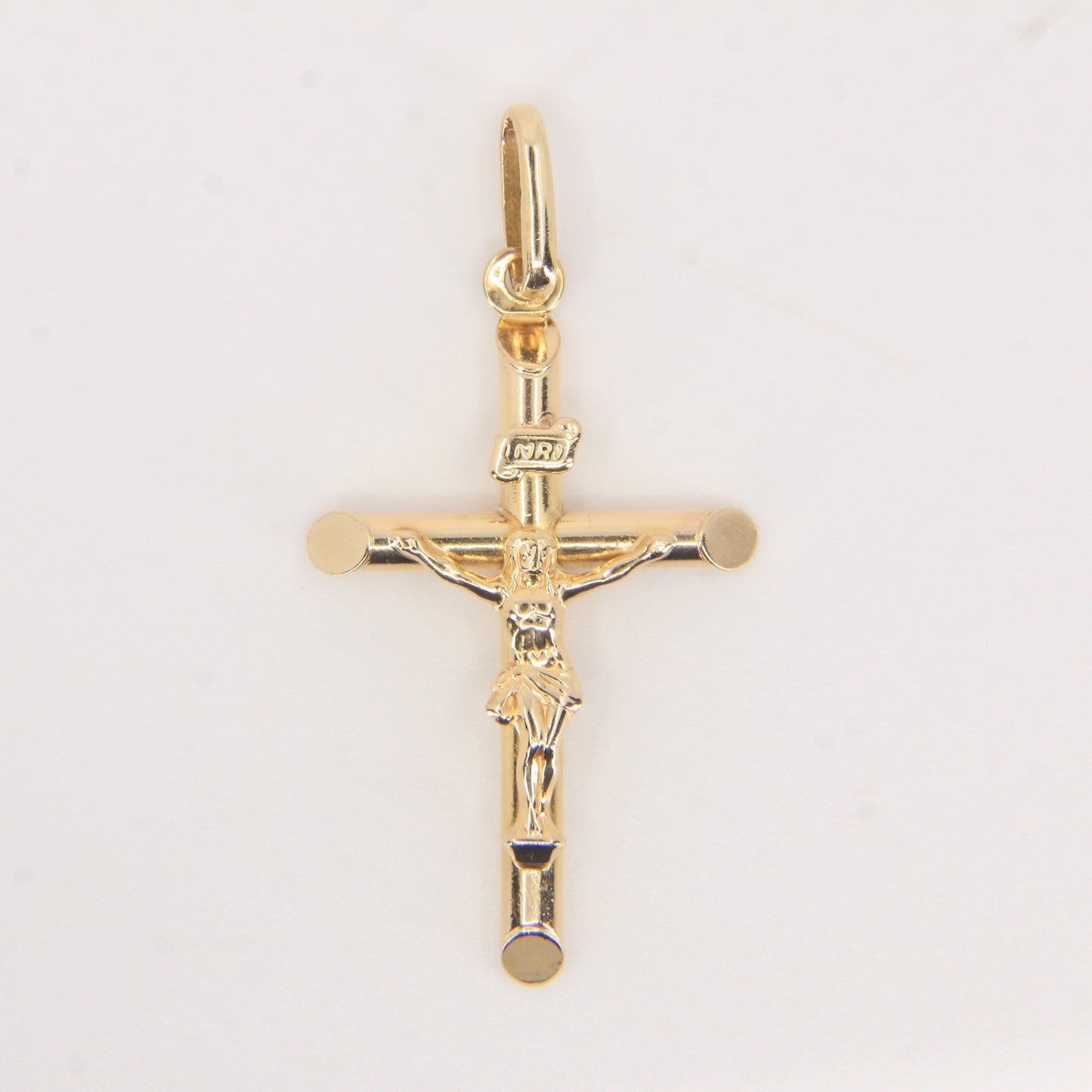 Vintage 9ct Yellow Gold Crucifix Cross Pendant Italian Religious Charm Gift