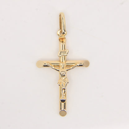Vintage 9ct Yellow Gold Crucifix Cross Pendant Italian Religious Charm Gift
