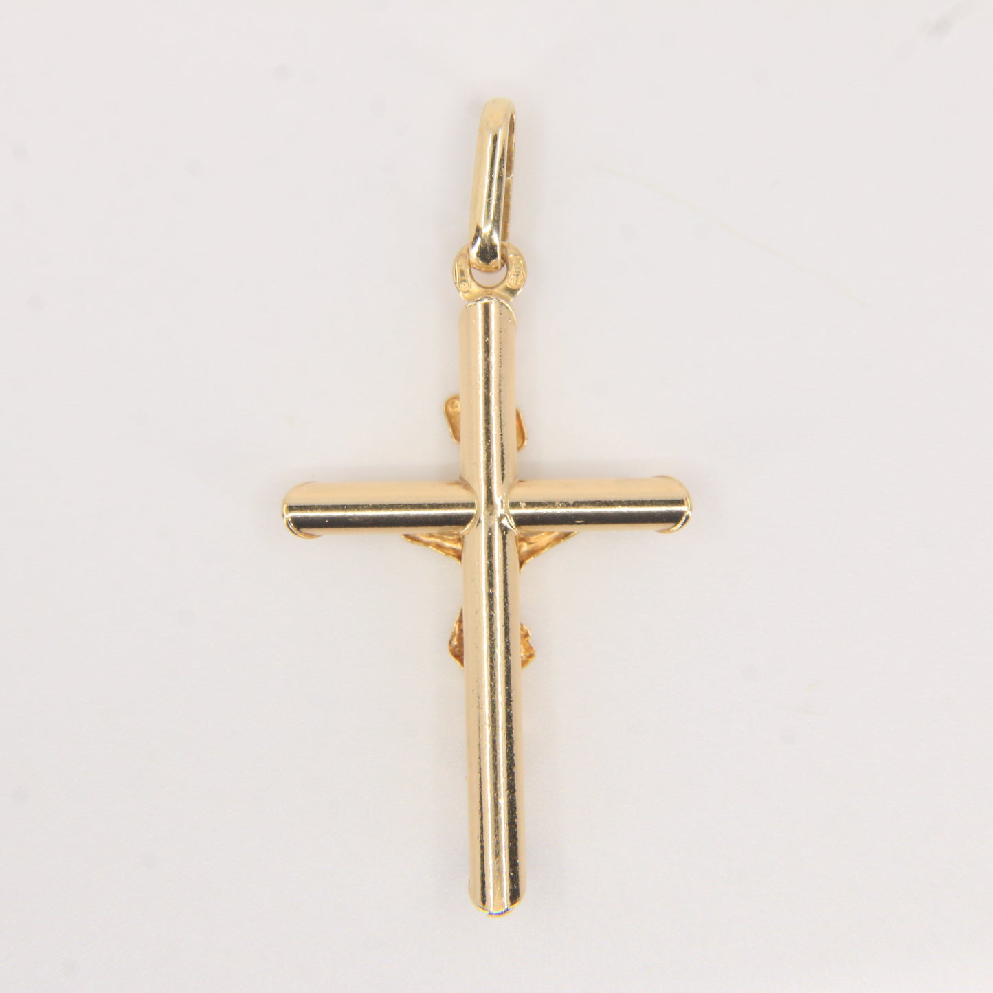 Vintage 9ct Yellow Gold Crucifix Cross Pendant Italian Religious Charm Gift