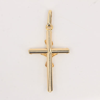 Vintage 9ct Yellow Gold Crucifix Cross Pendant Italian Religious Charm Gift