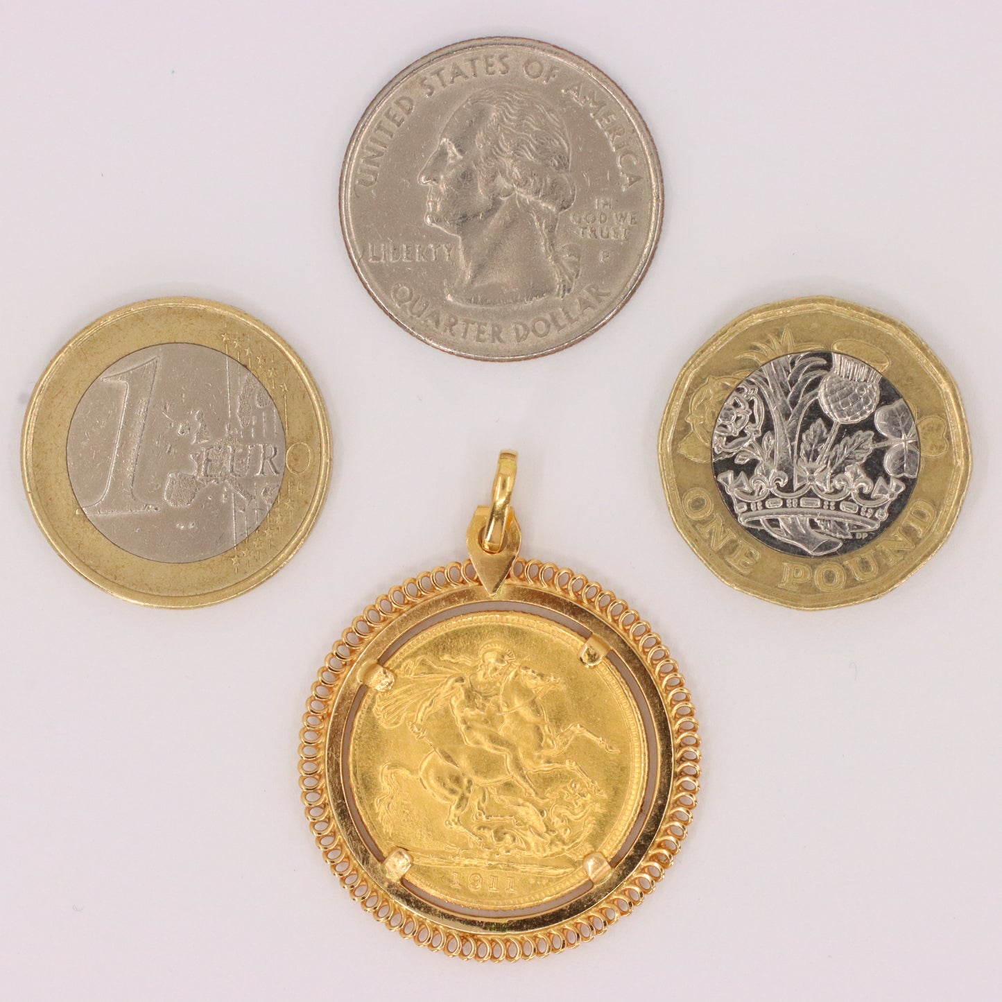 Antique 1911 Full Sovereign Coin Pendant 21ct Gold Mount George V Investment Gift