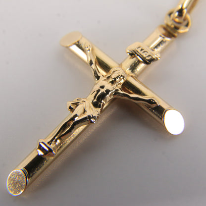 Vintage 9ct Yellow Gold Crucifix Cross Pendant Italian Religious Charm Gift