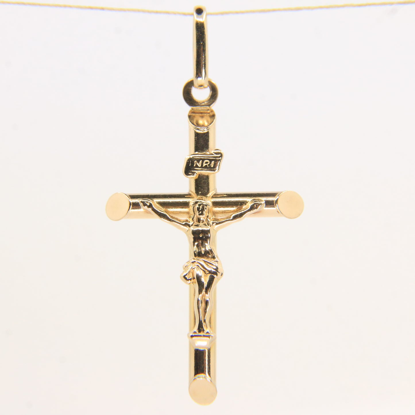 Vintage 9ct Yellow Gold Crucifix Cross Pendant Italian Religious Charm Gift
