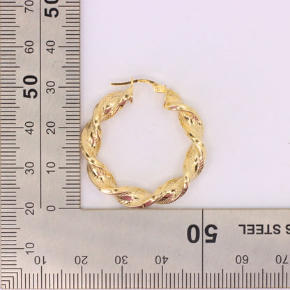 Vintage 9ct Hallmarked Yellow Gold Twist Creole Hoop Earrings Boxed Gift