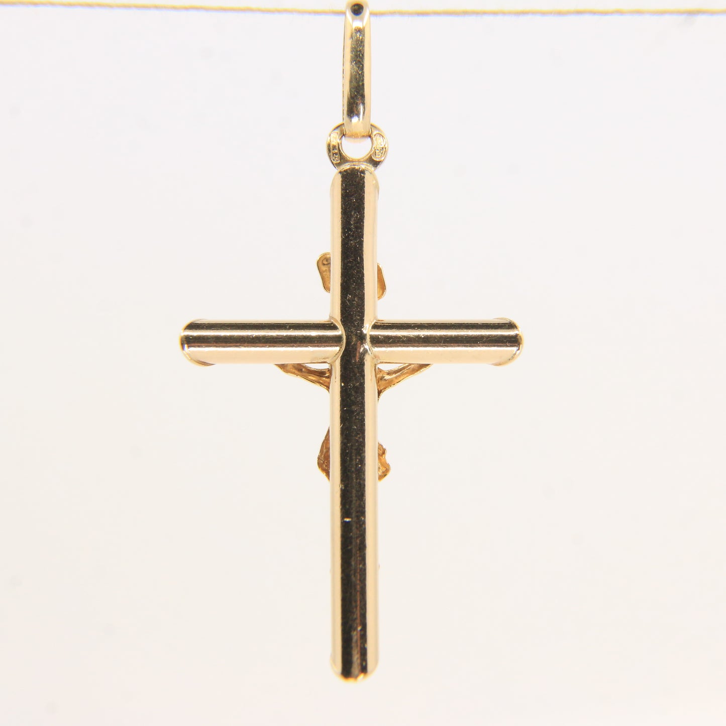 Vintage 9ct Yellow Gold Crucifix Cross Pendant Italian Religious Charm Gift
