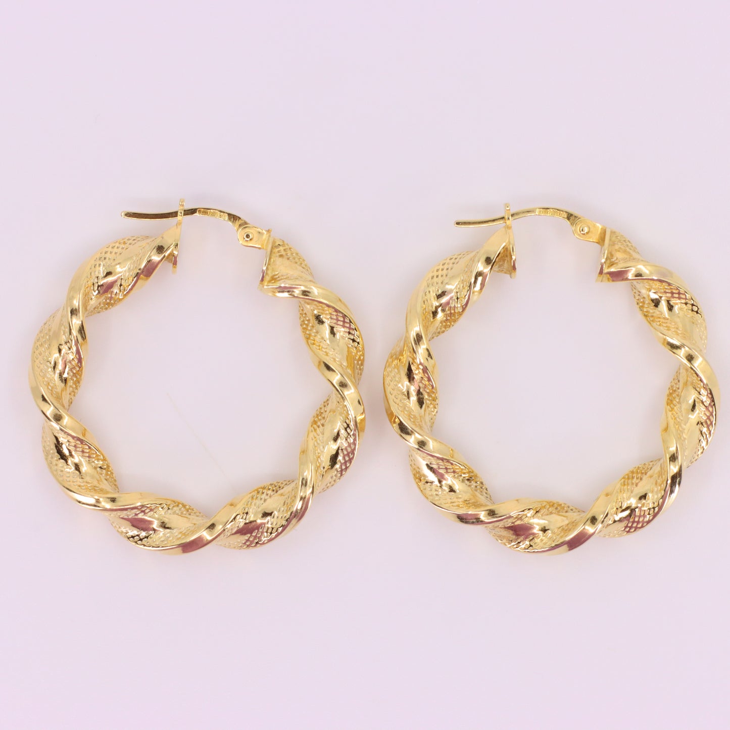 Vintage 9ct Hallmarked Yellow Gold Twist Creole Hoop Earrings Boxed Gift