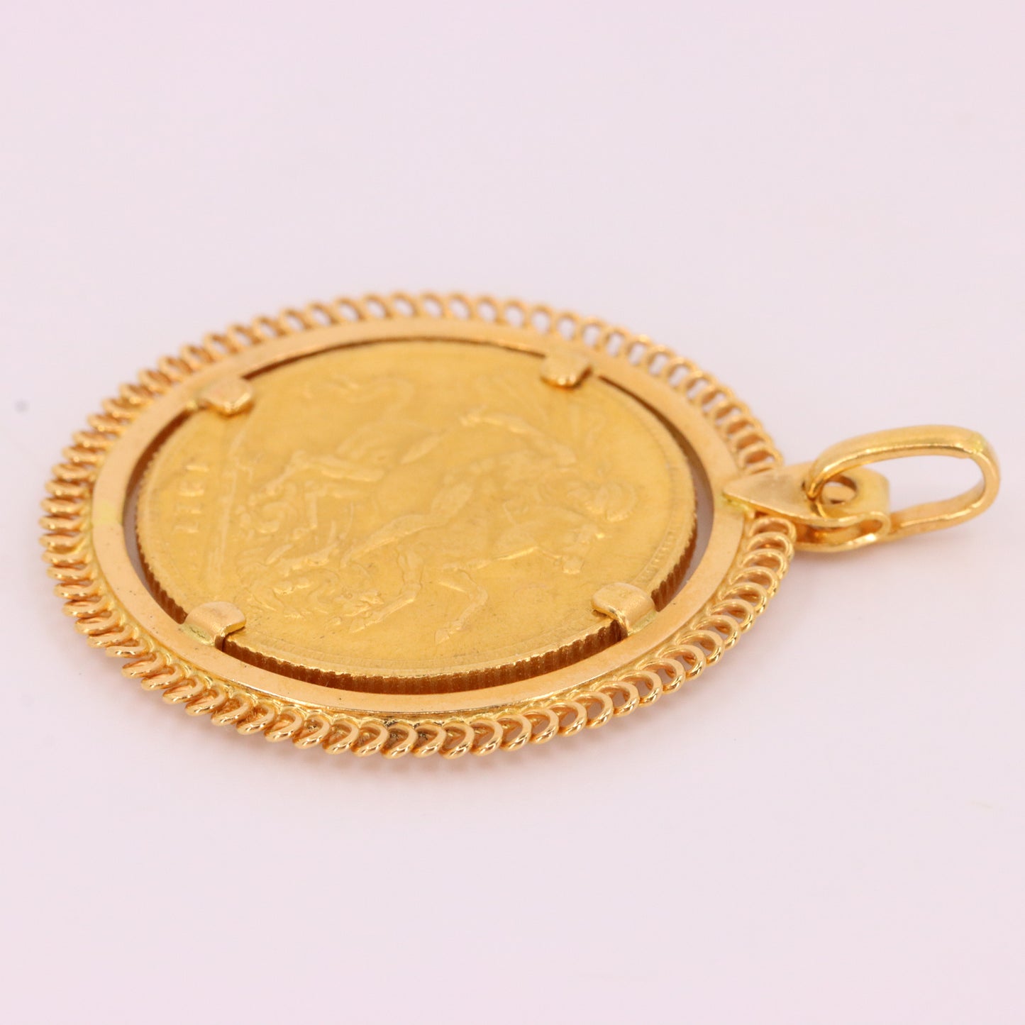 Antique 1911 Full Sovereign Coin Pendant 21ct Gold Mount George V Investment Gift