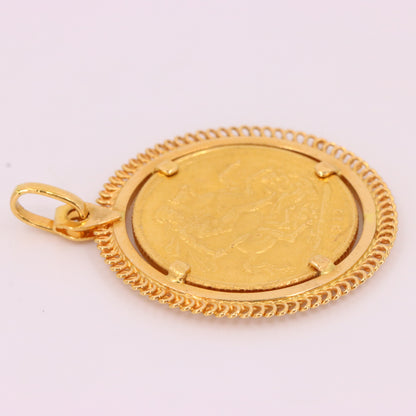 Antique 1911 Full Sovereign Coin Pendant 21ct Gold Mount George V Investment Gift