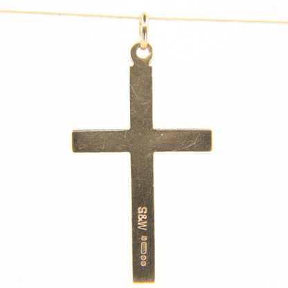 Vintage 9ct Hallmarked Solid Gold Cross Pendant Charm Religious Gift