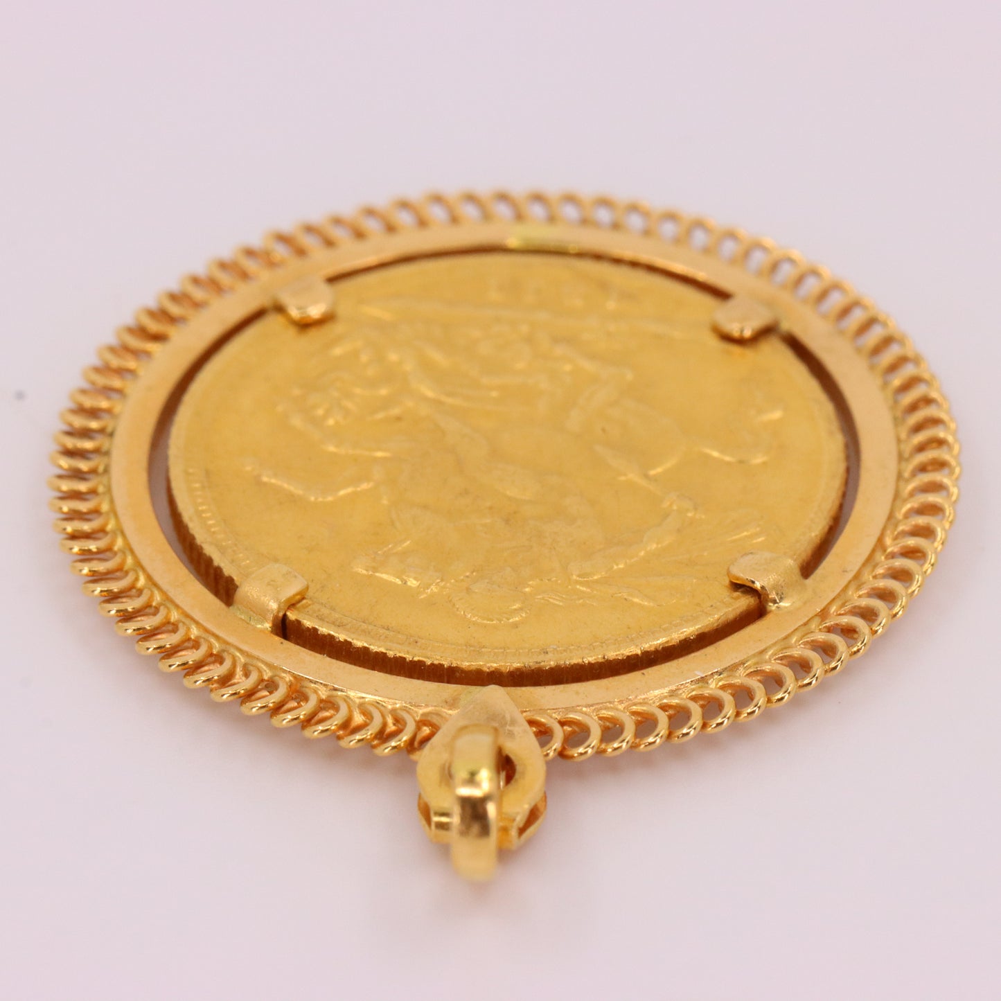 Antique 1911 Full Sovereign Coin Pendant 21ct Gold Mount George V Investment Gift