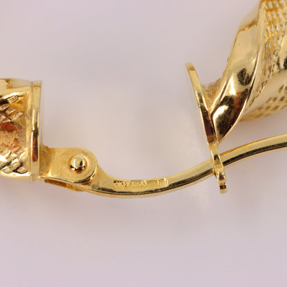 Vintage 9ct Hallmarked Yellow Gold Twist Creole Hoop Earrings Boxed Gift