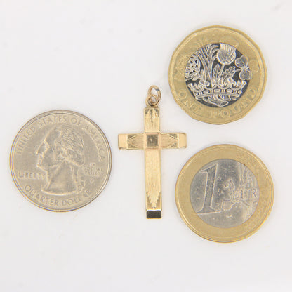 Vintage 9ct Hallmarked Solid Gold Cross Pendant Charm Religious Gift