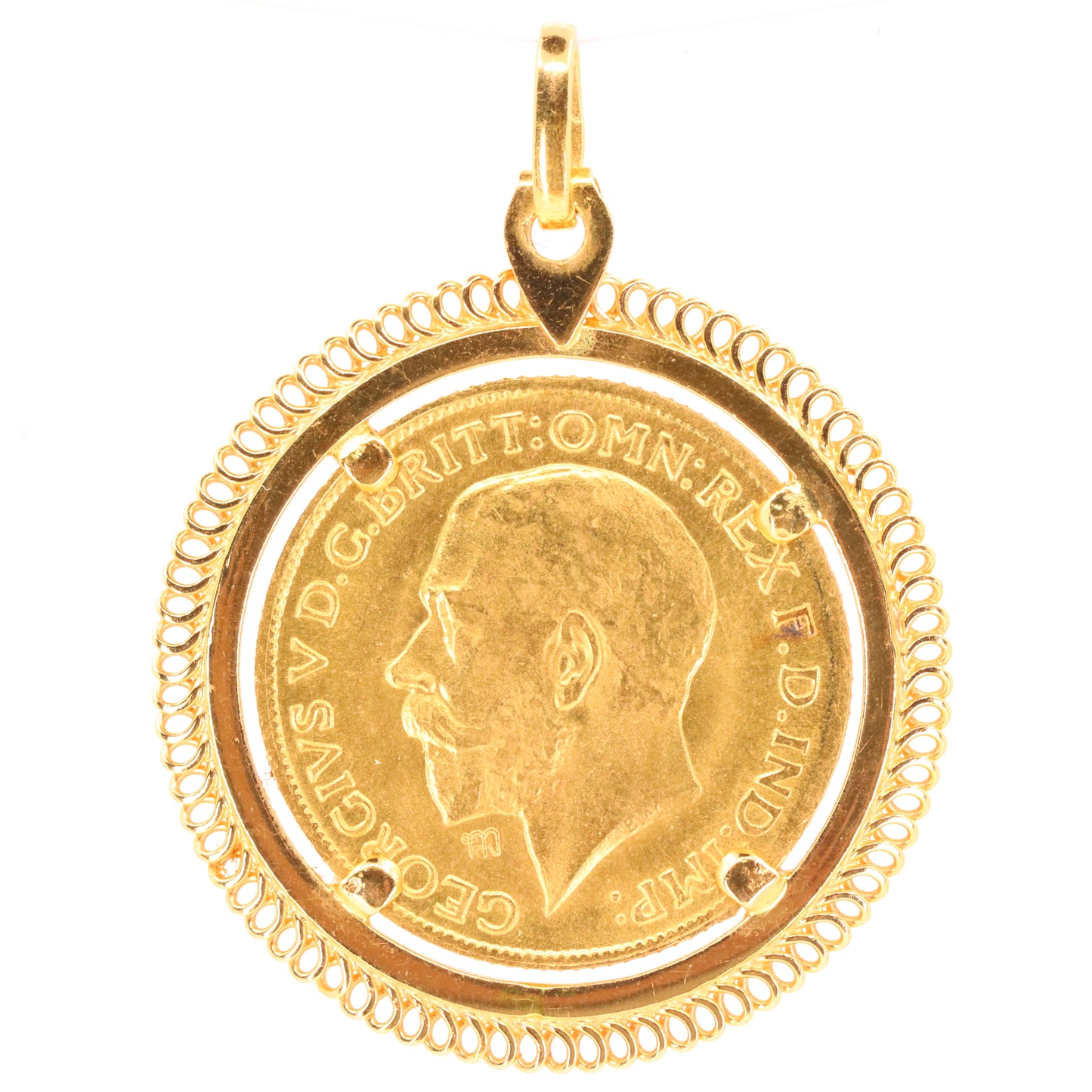 Antique 1911 Full Sovereign Coin Pendant 21ct Gold Mount George V Investment Gift