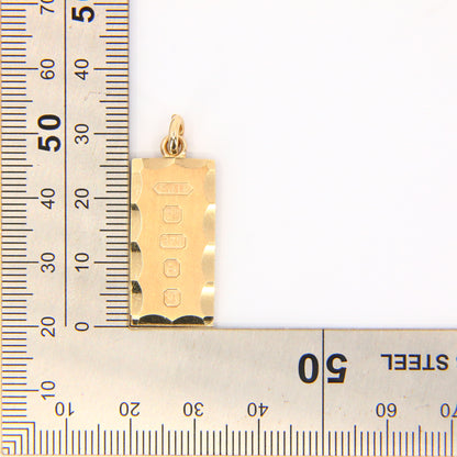 Vintage 9ct Gold Ingot Pendant Hallmarked Birmingham 1978 Yellow Gold Charm Gift