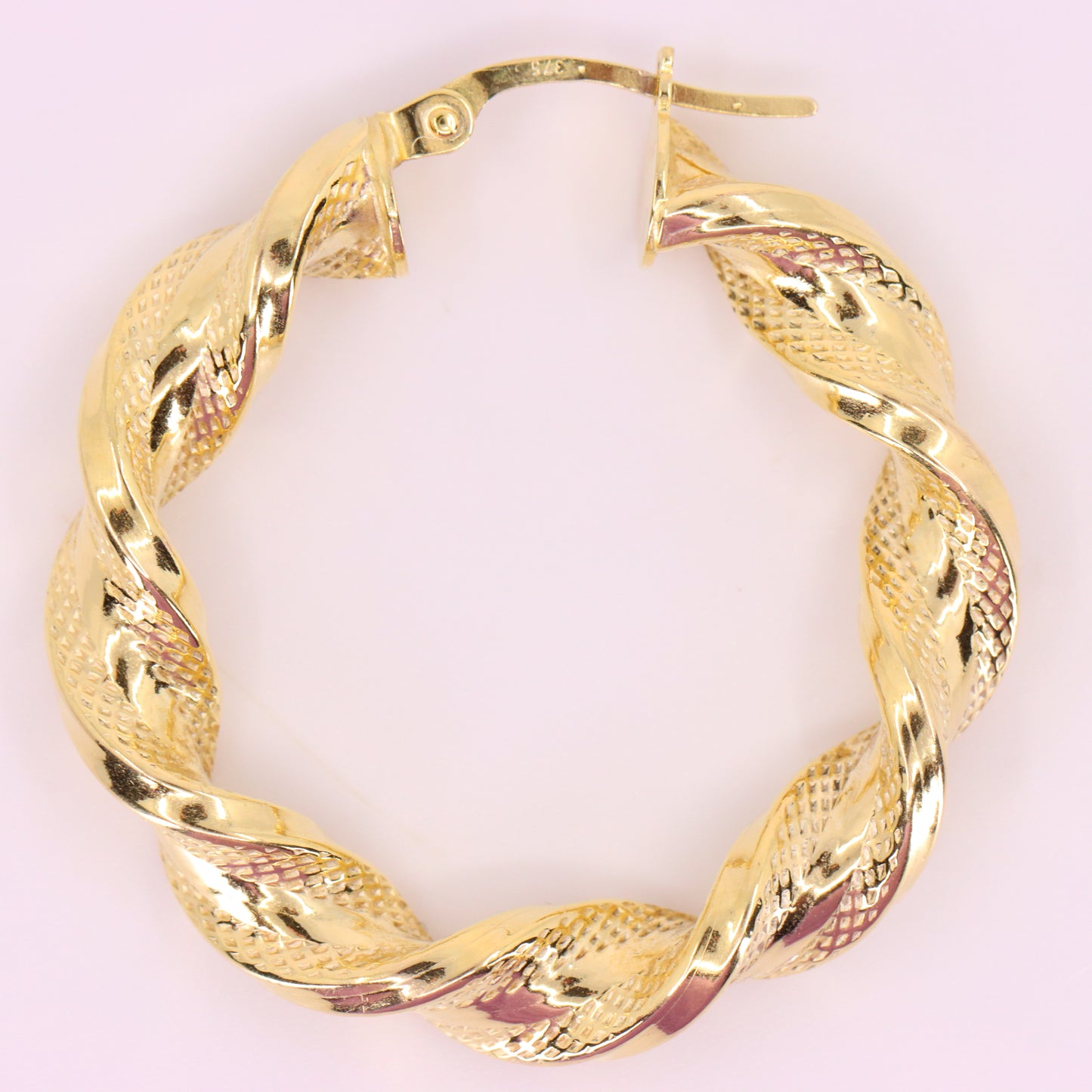 Vintage 9ct Hallmarked Yellow Gold Twist Creole Hoop Earrings Boxed Gift