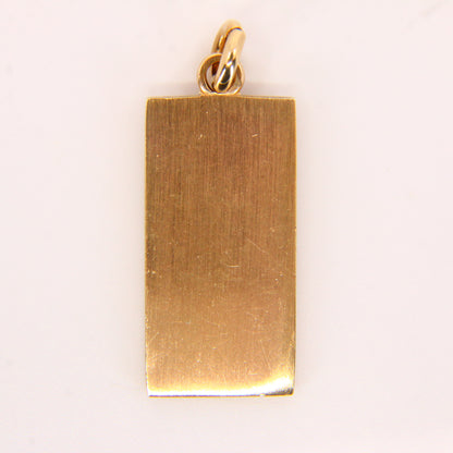 Vintage 9ct Gold Ingot Pendant Hallmarked Birmingham 1978 Yellow Gold Charm Gift