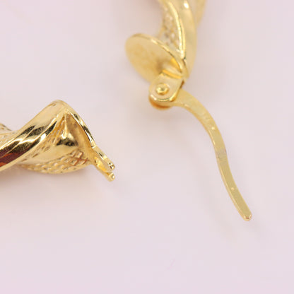 Vintage 9ct Hallmarked Yellow Gold Twist Creole Hoop Earrings Boxed Gift