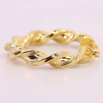 Vintage 9ct Hallmarked Yellow Gold Twist Creole Hoop Earrings Boxed Gift