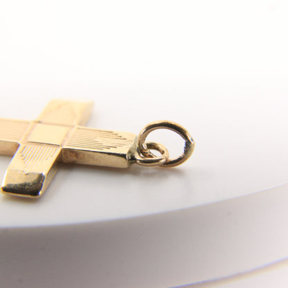 Vintage 9ct Hallmarked Solid Gold Cross Pendant Charm Religious Gift