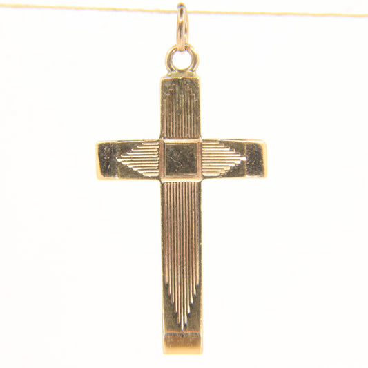 Vintage 9ct Hallmarked Solid Gold Cross Pendant Charm Religious Gift
