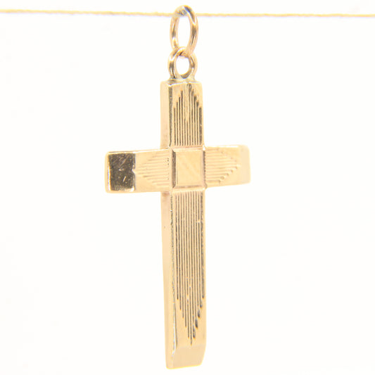 Vintage 9ct Hallmarked Solid Gold Cross Pendant Charm Religious Gift