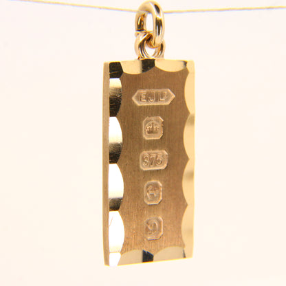 Vintage 9ct Gold Ingot Pendant Hallmarked Birmingham 1978 Yellow Gold Charm Gift