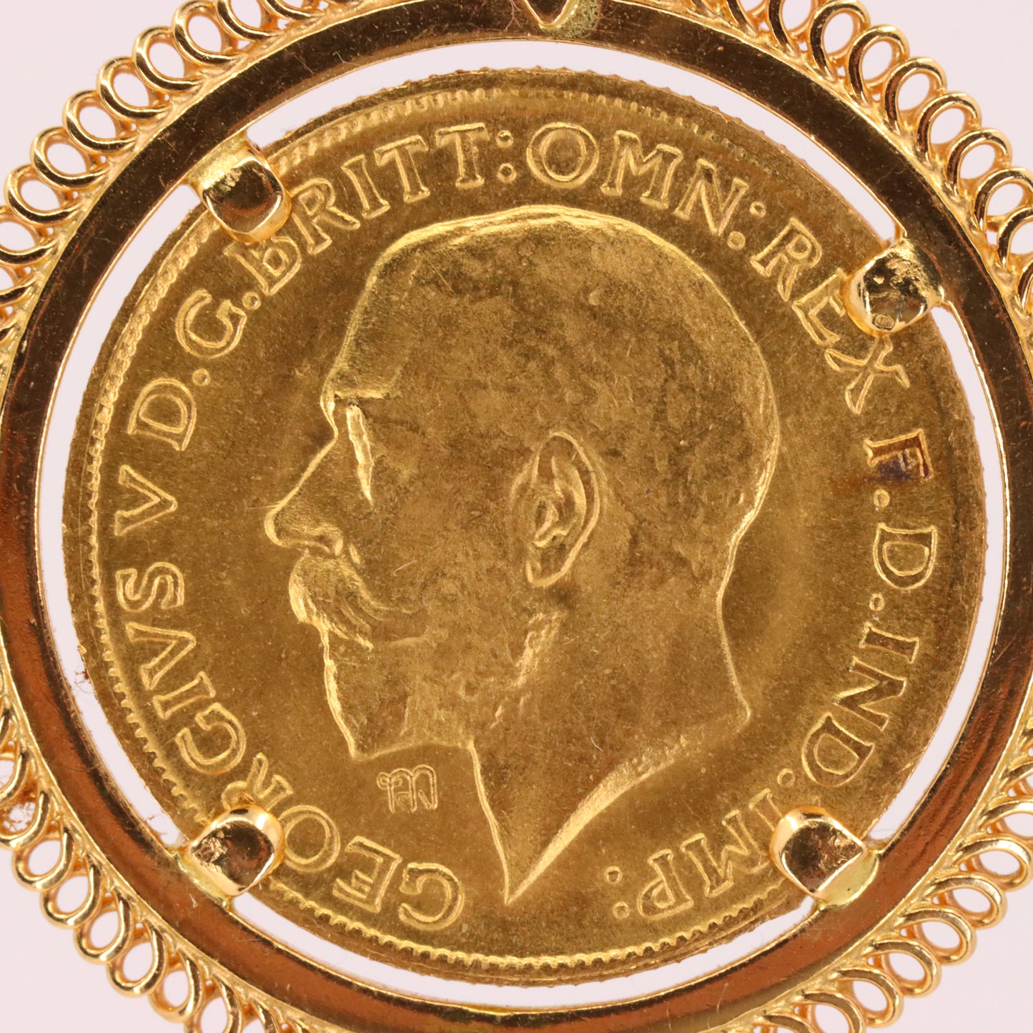 Antique 1911 Full Sovereign Coin Pendant 21ct Gold Mount George V Investment Gift