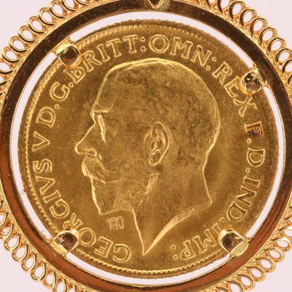 Antique 1911 Full Sovereign Coin Pendant 21ct Gold Mount George V Investment Gift